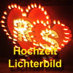 Lichterbilder mit Herzen zum selber zünden für die Hochzeitsfeier